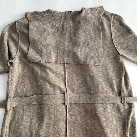 Free People Beach Cotton Linen Blend Duster Cardigan XS Belted Tan - Picture 9 of 16